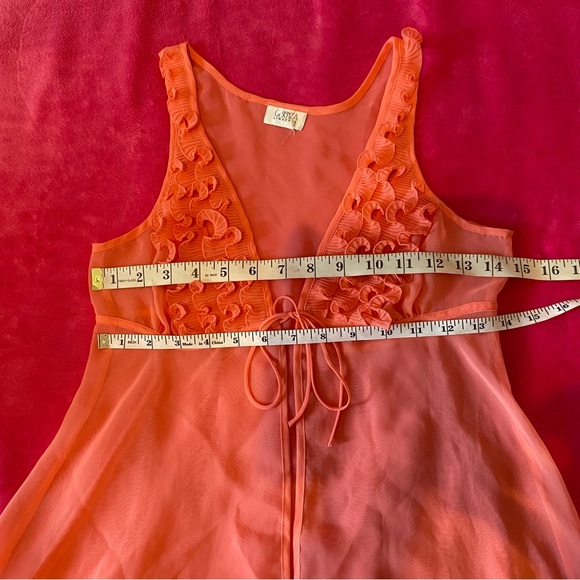 La Senza 2 Piece Sheer Coral Ruffle Chemise Sleep Set - Picture 14 of 16